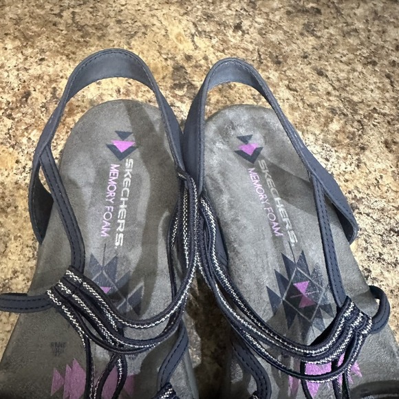 Skechers Reggae Sandals Womens Size 10 Navy Blue Gray Cushioned - Picture 6 of 8